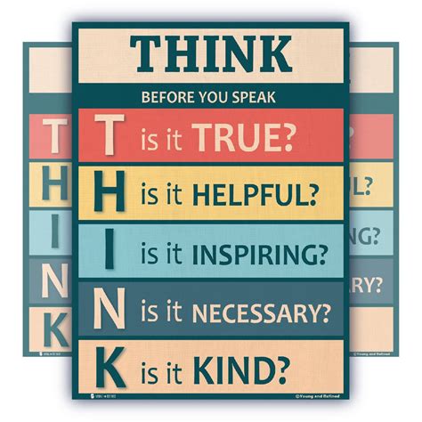 Motivational Think Before You Speak Chart Laminated Classroom Poster – Young N' Refined