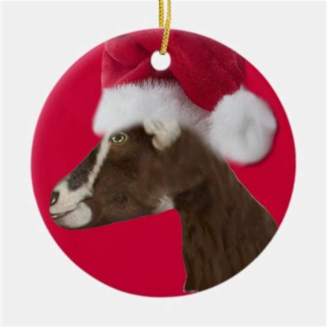 Alpine Goat Santa Hat Christmas Ornament | Zazzle