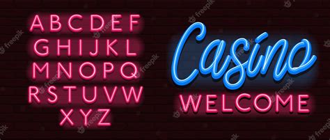 Premium Vector | Neon font alphabet font bricks wall casino