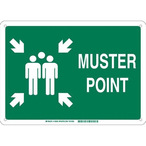 Brady 139571 Plastic"Muster Point" Sign, Text and Symbol, 10" H x 14" W ...