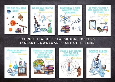 Science Printable Posters(Set of 8), Science Classroom Decor, Bulletin ...