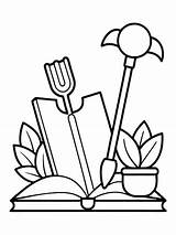 Gardening tools Hoe colouring Book Pages For Children And Adults With  sketch template