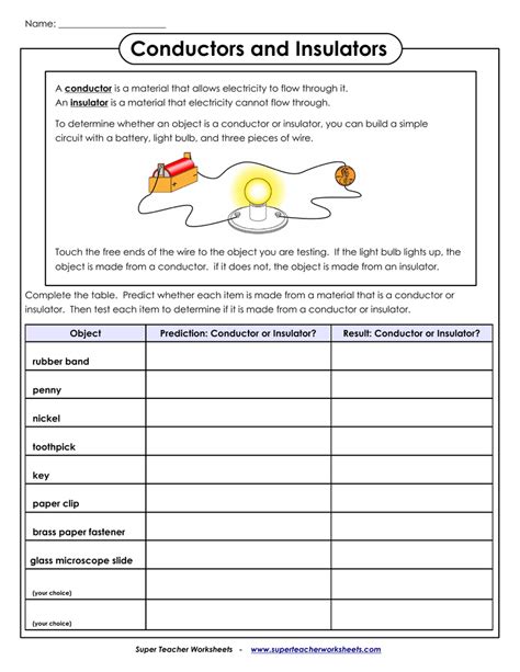 Conductors And Insulators Worksheet – E Street Light