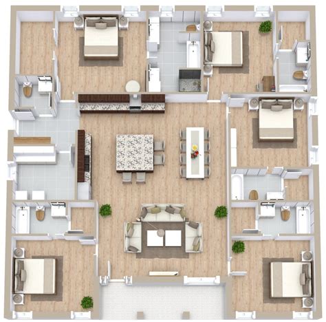 Organic Style House Plan With Kitchen Island