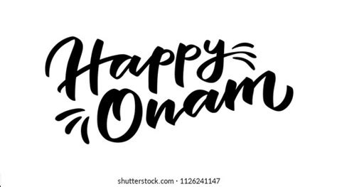 Happy Onam Handwriting Calligraphy Typograhy Lettering Stock Vector (Royalty Free) 1126241147