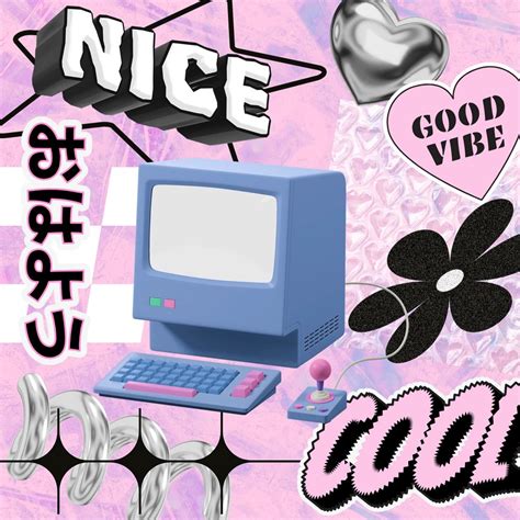 Pink y2k computer, typography collage | Free Photo Illustration - rawpixel