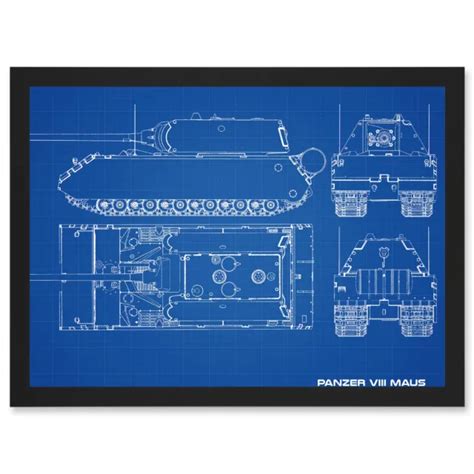 MILITARY PANZER VIII Maus Super-Heavy Tank Blueprint Plan Framed A3 Art Print £22.99 - PicClick UK