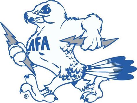 United States Air Force Falcons Mascot Logo - A full bodied falcon with a pair of lightning ...