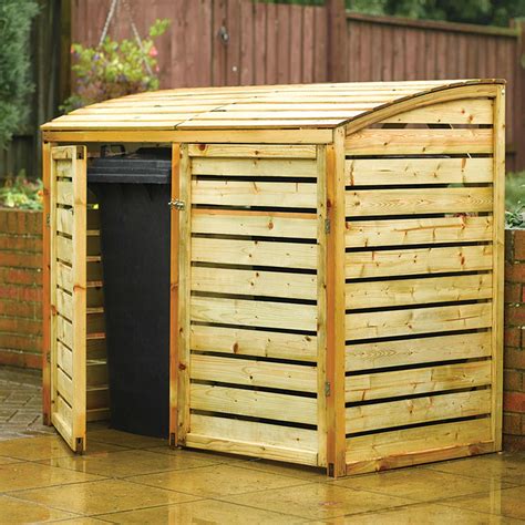 5 'x 3' Rowlinson Double Wooden Wheelie Bin Storage (1.56x0.82m) - Garden Sheds Direct