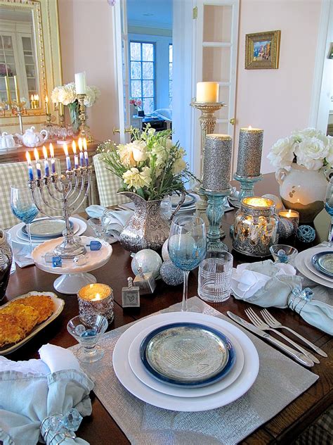 Candlelit Festival of Lights Hanukkah Table Setting | Hanukkah table setting, Chanukah decor ...