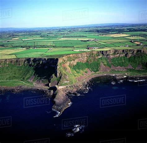 Aerial View Of Farms, Giant's Causeway, County Antrim, Northern Ireland ...