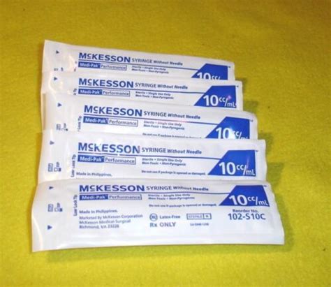 MCKESSON 10cc 10ml SYRINGES LEUER LOCK w/o NEEDLES lots of five | eBay