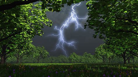 cg, Digital, Art, Landscapes, Trees, Storm, Lightning Wallpapers HD ...