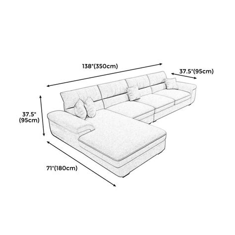 38.5"H Scandinavian Linen Flared Arm Sofa& Chaise Lounge for Living ...