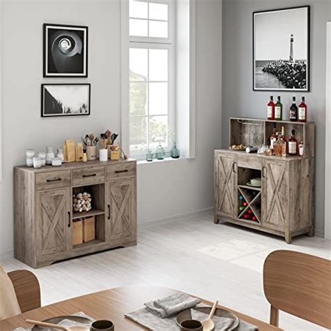 HOSTACK Modern Farmhouse Buffet Cabinet with Storage, Barn Doors ...