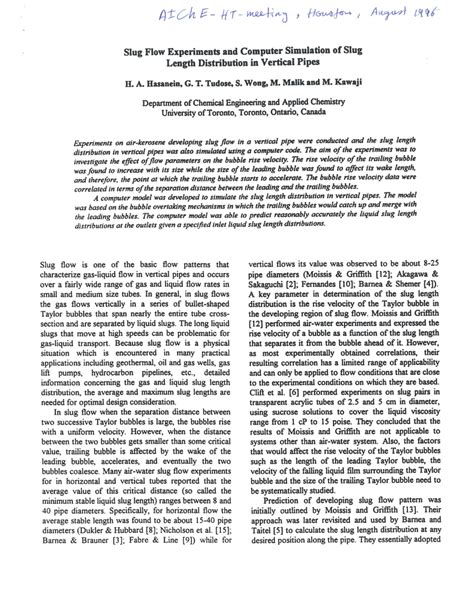 (PDF) Slug flow experiments and computer simulation of slug length distribution in vertical pipes