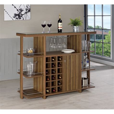 Wrought Studio Aadil Open Shelf Bar Cabinet with Wine Storage | Wayfair