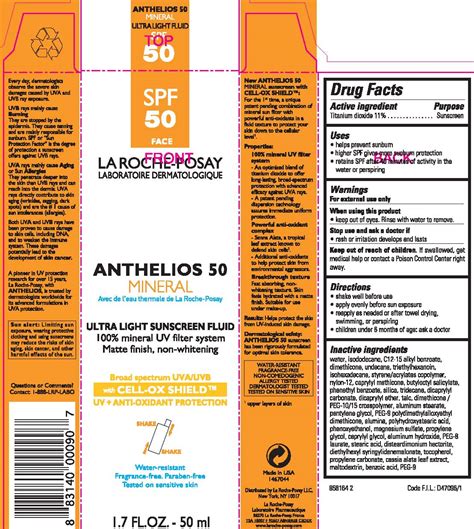 La RochePosay Laboratoire Dermatologique Anthelios 50 Mineral Ultra Light Sunscreen by L'Oreal ...