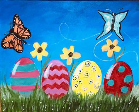 Easter Canvas Painting - How To Paint an Easter Egg Landscape