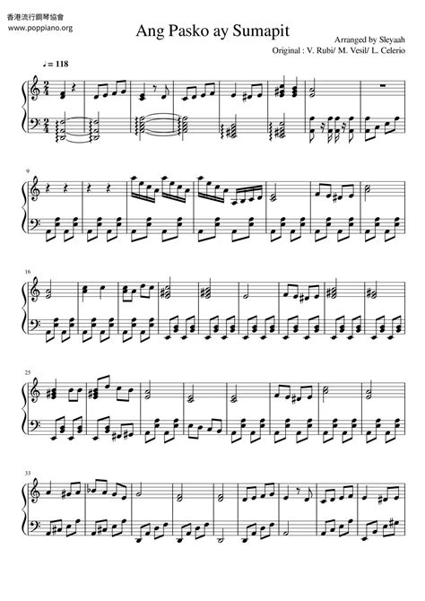 Spiritual-Ang Pasko Ay Sumapit Sheet Music pdf, - Free Score Download ★