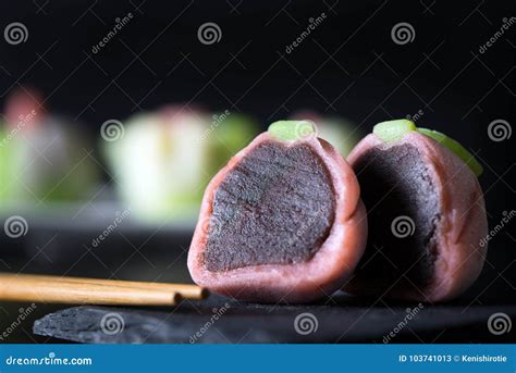 Japanese Traditional Confectionery Wagashi Stock Image - Image of slice ...