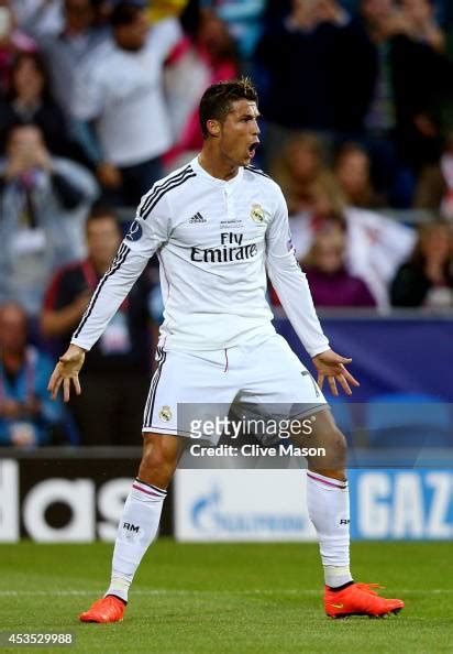 Cristiano Ronaldo of Real Madrid celebrates after scoring the opening ...