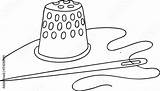 Needle And Thread Spool Drawing Sketch Coloring Page sketch template