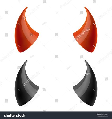 Red Black Devil Demon Horns Isolated Stock Vector 437206888 - Shutterstock