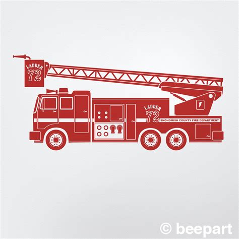 Custom fire truck wall decal for bedroom fire truck sticker for kid's ...