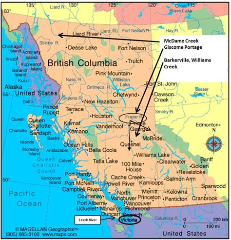 Map of British Columbia Gold Fields and Related Places | British Columbia’s Black Pioneers