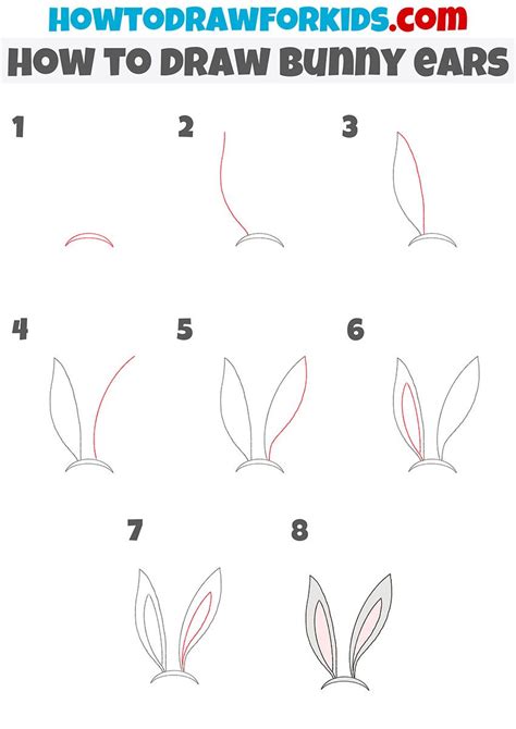 how to draw bunny ears step by step | Bunny drawing, Easy bunny drawing, How to draw ears