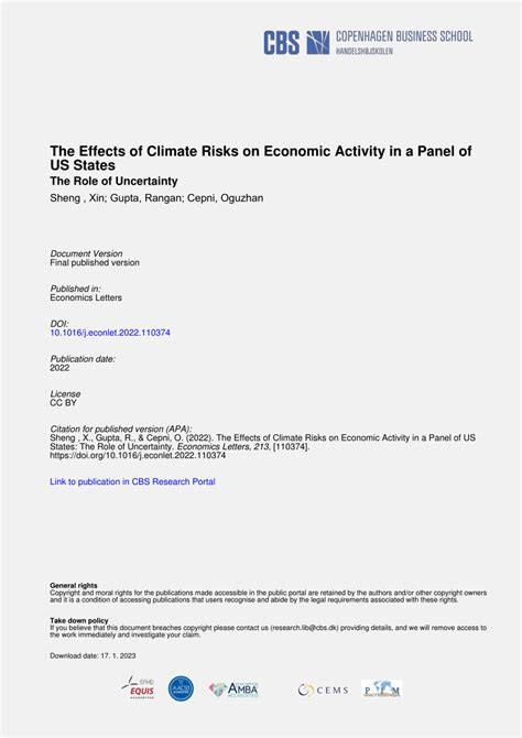 (PDF) The effects of climate risks on economic activity in a panel of ...