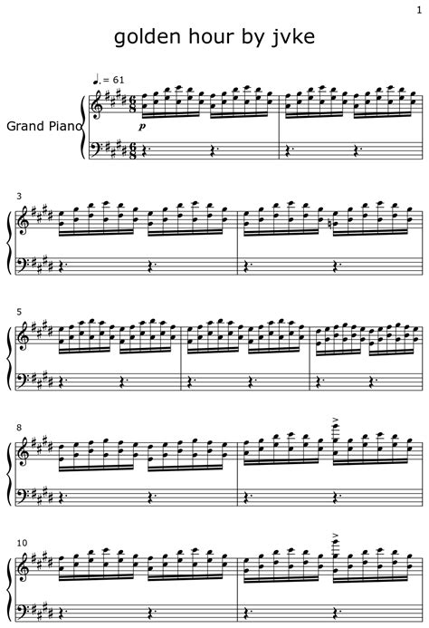 golden hour by jvke - Sheet music for Piano