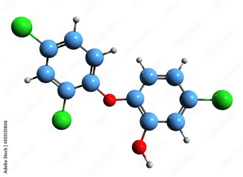 3D image of Triclosan skeletal formula - molecular chemical structure ...