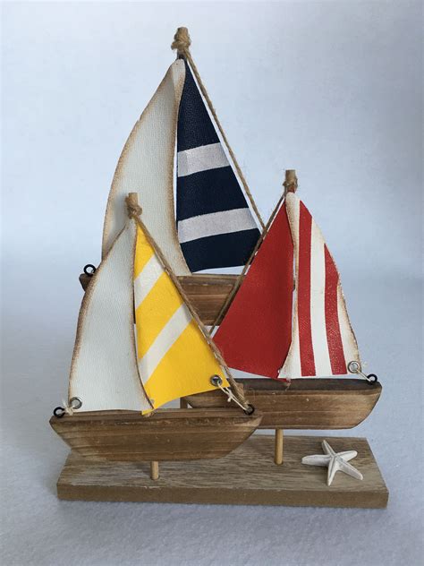 Nautical 3 Sail Boat Display | Sailboat decor, Lobster decor, Beach theme decor