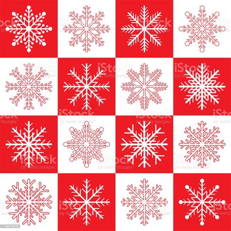 Red And White Snowflakes Set Vector Illustration Stock Illustration - Download Image Now ...