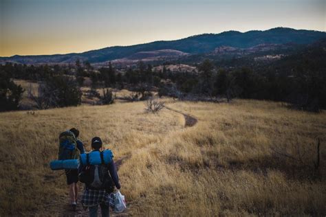 Backpacking through the Gila National Forest in New Mexico at dusk ...