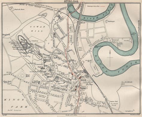 STIRLING town/city plan. Scotland. BARTHOLOMEW 1908 old antique map chart