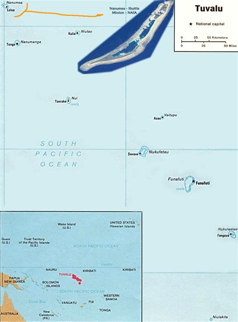 Map Tuvalu, Funafuti Capital