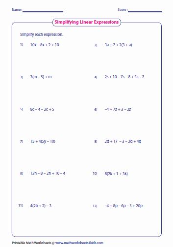 48 Factoring Linear Expressions Worksheet