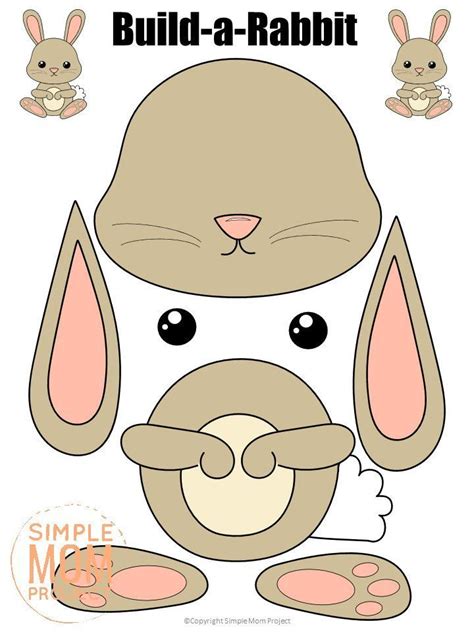 Woodland Animal Cut and Paste Craft Templates - Simple Mom Project Store | Rabbit crafts ...