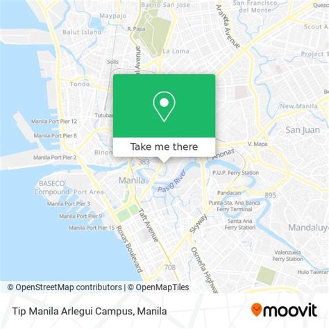 How to get to Tip Manila Arlegui Campus by bus or train?