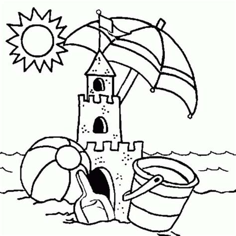 Sand Castle on the Beach Coloring Page - Free Printable Coloring Pages ...