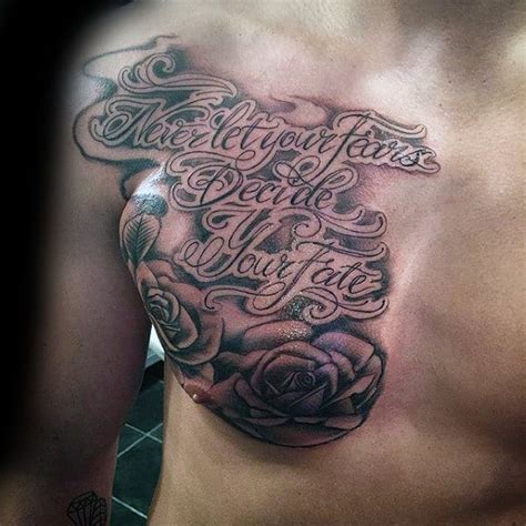 50 Chest Quote Tattoo Designs For Men - Phrase Ink Ideas