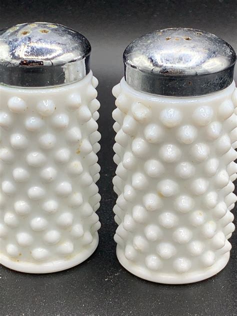 Super Cute Vintage Milk Glass Hobnail Salt and Pepper Shakers - Etsy