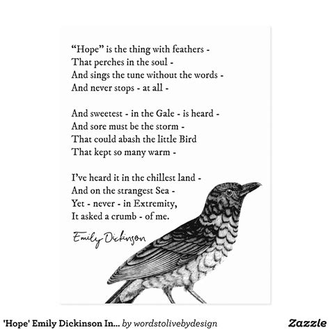 'Hope' Emily Dickinson Inspirational Poem Postcard | Zazzle.com ...