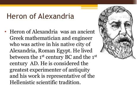 Heron of Alexandria,Greek geometer and inventor. | Mathematician, Alexandria, Influential people