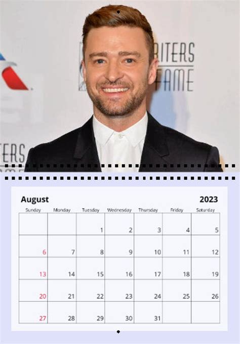 Justin Timberlake 2023 Wall Calendar - Etsy