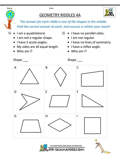 Geometry Worksheets - Riddles