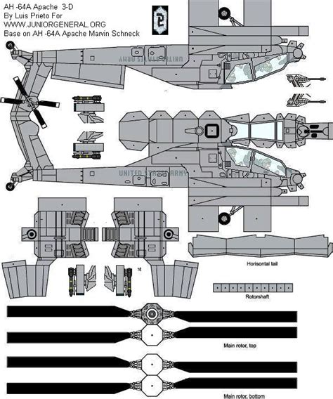 AH-64 Apache Helicopter (3-D) | Paper Miniature